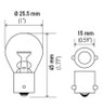 Hella Bulb 7506 12V 21W BA15s S8 - 7506 Technical Drawing