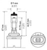 Hella Bulb 880 12V 27W PG13 T3.25 - 880 Technical Drawing