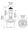 Hella Bulb 893 12V 37.5W PG13 T3.25 - 893 Technical Drawing