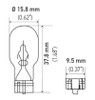 Hella Bulb 921 12V 16W W2.1X9.5d T5 - 921 Technical Drawing