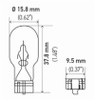 Hella Bulb 921 12V 16W W2.1X9.5d T5 - 921 Technical Drawing