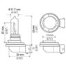 Hella Bulb H9 12V 65W PGJ19-5 T4 - H9 Technical Drawing