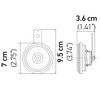 Hella Horn Kit Bx Blk Disc Mcycle 12V Univ - 012588011 Technical Drawing