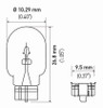 Hella Bulb 2827Na 12V 5W W21X95D Namber (2) - 2827NATB Technical Drawing