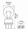Hella Bulb 3157 12V 27/7W W25X16Q S8 (2) - 3157TB Technical Drawing