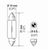 Hella Bulb 6418 12V 5W Sv858 T325 10X35 (2) - 6418TB Technical Drawing
