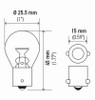 Hella Bulb 12V 21W Ba15S S8 Amber (2) - 7506ATB Technical Drawing