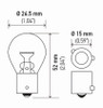Hella Bulb 7507 12V 21W Bau15S S8 Namber (2) - 7507TB Technical Drawing