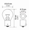 Hella Bulb 7507 12V 21W Bau15S S8 Namber (2) - 7507TB Technical Drawing