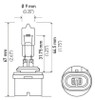 Hella Bulb 884 12V 27W Pg13 T325 - 884 Technical Drawing