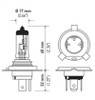 Hella Bulb 9003/Hb2 12V 60/55W P43T T46 - 9003 Technical Drawing