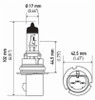 Hella Bulb 9007 12V 65/55W Px29T Long Life - 9007LL Technical Drawing