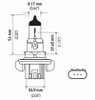 Hella Bulb H13 12V 60/55W P264T T4 (2) - H13TB Technical Drawing