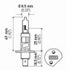 Hella Bulb H1 12V 55W P145S T25 (2) - H1TB Technical Drawing
