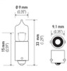 Hella Bulb H5W 12V 5W Ba9S T275 - H5W Technical Drawing