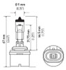 Hella Bulb 880 12V 32W Xen Wht Xb (2) - H71071212 Technical Drawing
