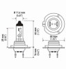 Hella Bulb H7 12V 55W Px26D T4625 +50 (2) - H7P50TB Technical Drawing