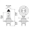 Hella High Wattage Bulb H7 12V 100W PX26d T4.6 - H7 100W Technical Drawing