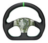 NRG Carbon Fiber Flat Bottom Steering Wheel (320mm) Green CF Center w/Green Stitch/Center Mark - RST-024CF/GN Photo - Close Up