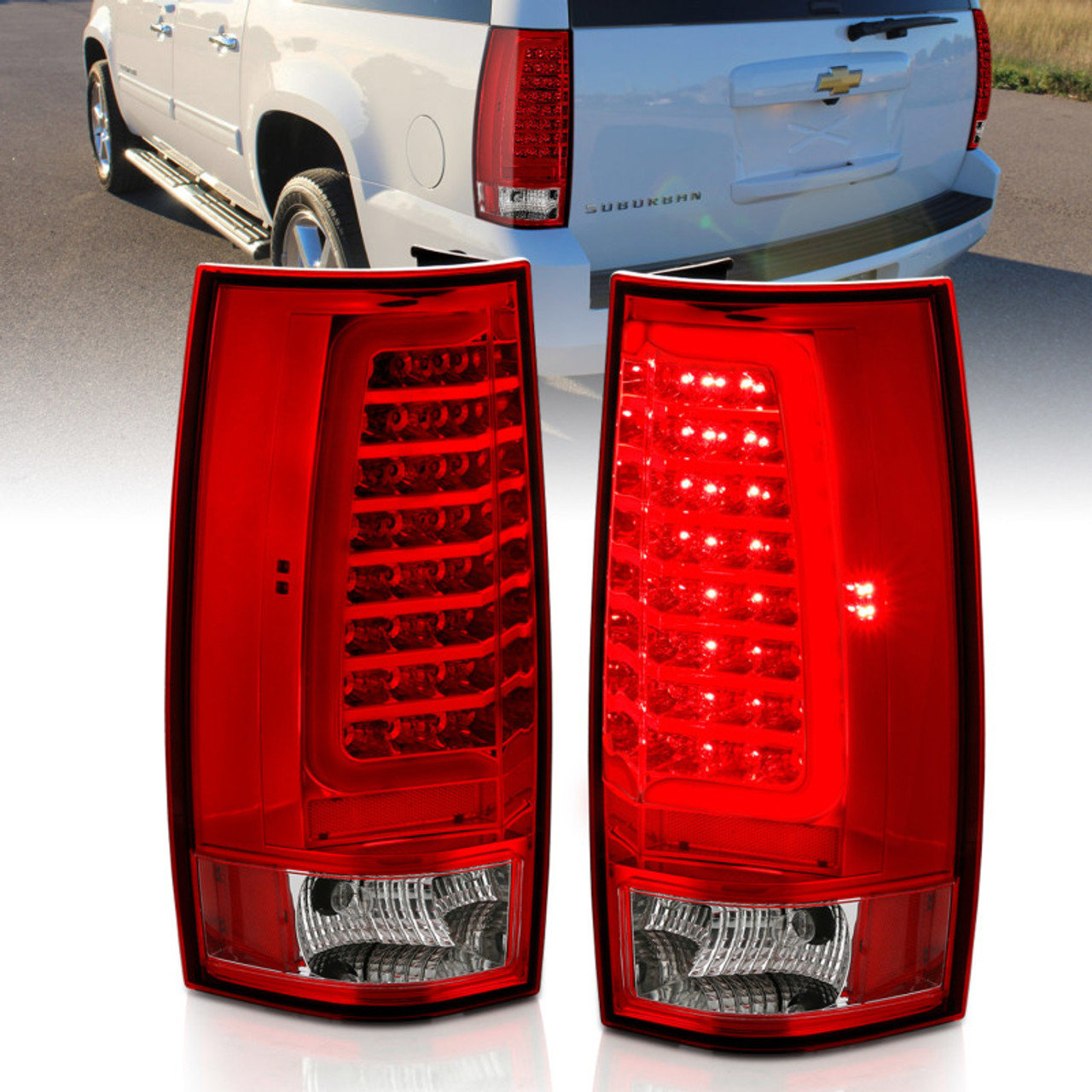 ANZO 2007-2014 Chevy Tahoe LED Taillight Plank Style Chrome With