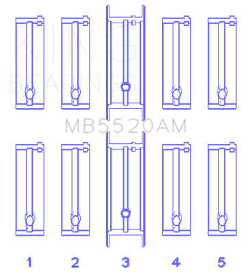 King Engine Bearings Opel C20Xe/X18Xe/X22Xe (Size +0.50mm) Main Bearing Set - MB5520AM0.5 Photo - Primary