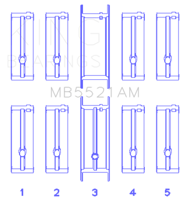 King Engine Bearings Chrysler 2.2 (Size +0.25mm) Main Bearing Set - MB5521AM0.25 Photo - Primary