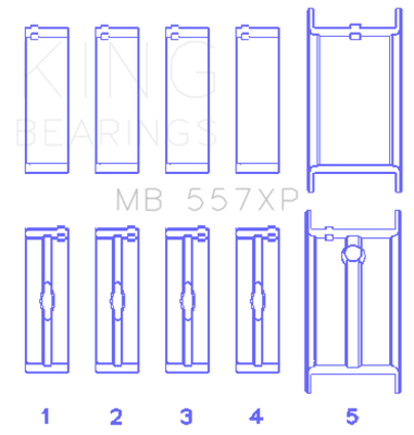 King Engine Bearings General Motors 262/267/302/307/327/350 (Size STDX) Main Bearing Set - MB557XPSTDX Photo - Primary