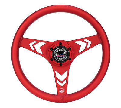 NRG Aluminum Steering Wheel 330mm - Arow Cutout - Ergonomic Grip - Anadized Red - RST-070-RD Photo - Primary