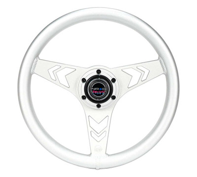 NRG Aluminum Steering Wheel 330mm - Arow Cutout - Ergonomic Grip - Anadized Silver - RST-070-SL Photo - Primary