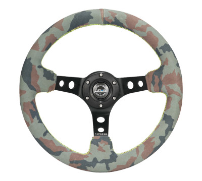 NRG Reinforced Steering Wheel (350mm / 3in. Deep) Camo Suede Mark w/ Neon Grn stitching & Blk Spoke - RST-006MB-S-CAMO User 1