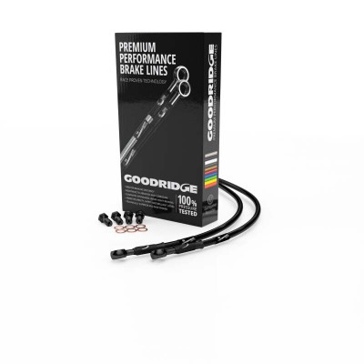 Goodridge 14-15 Harley-Davidson XL1200CA/CP Drag Bar (w/ABS) Black Front Brake Line w/Black Fitting - HD0149-2FB-BK Photo - Primary