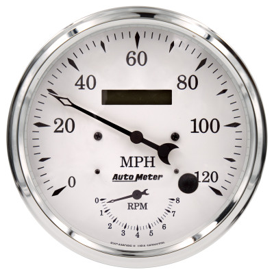 Auto Meter Old Tyme White Tach/Speedo 5in. - 120mph & 8k RPM - 1670 Photo - Primary