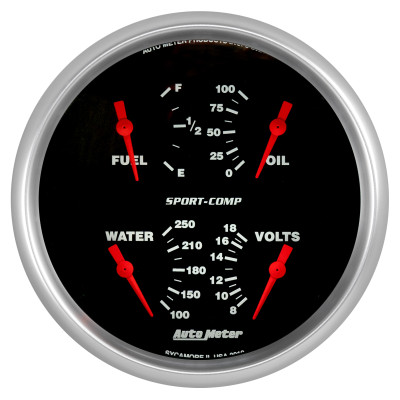 Autometer Quad 5in. 0-90 Ohm Electric Sport-Comp Gauge - 3919 Photo - Primary