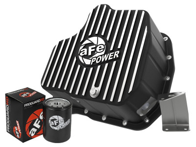 aFe POWER GM Diesel Trucks 01-10 V8-6.6L (td) Pro Series Engine Oil Pan Black w/ Machined Fins - 46-71070B Photo - Primary
