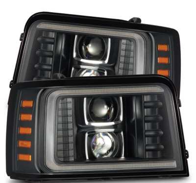 AlphaRex 92-96 Ford F-Series/Bronco LUXX-Series Proj Headlights Blk w/Actv Light SeqSig & SBDRL - 880268 Photo - Primary