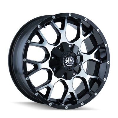 Mayhem 8015 Warrior 20x9 / 8x165.1 BP / 18mm Offset / 124.1mm Hub Gloss Black Milled Wheel - 8015-2981M18 Photo - Primary