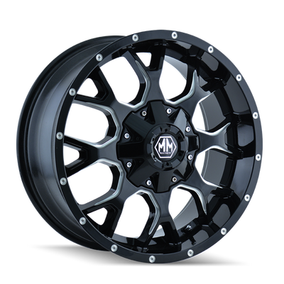 Mayhem 8015 Warrior 17x9 / 8x165.1 BP / 18mm Offset / 130.8mm Hub Gloss Black Milled Wheel - 8015-7981M18 Photo - Primary