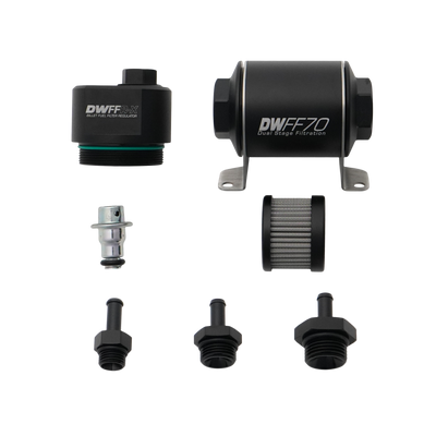 DeatschWerks DWFFR-X 70mm Billet Fuel Filter Regulator - 10 Micron with 5/16in Fittings - 8-FFR-070-010K-516 Photo - Primary