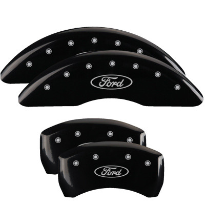 MGP 4 Caliper Covers Engraved Front & Rear 24-25 Ford Mustang EcoBoost - Black w/ Oval Logo - 10261SFRDBK Photo - Primary