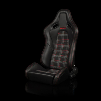 BRAUM FALCON-S Series Reclinable FRP Composite Seats Black Leatherette | Red Plaid - Priced Per Pair