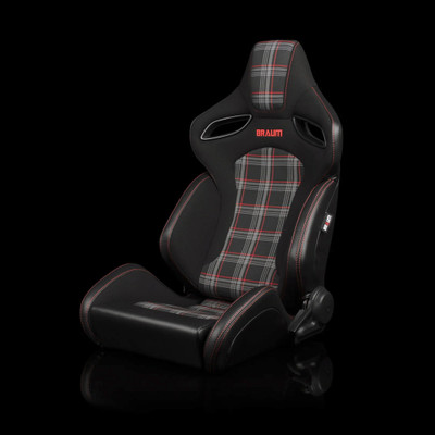 BRAUM ORUE-S Series Sport Reclinable Seats Black Leatherette | Red Plaid - Priced Per Pair - [Pre-Order]