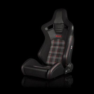 BRAUM ELITE-S Series Sport Reclinable Seats Black Leatherette | Red Plaid - Priced Per Pair