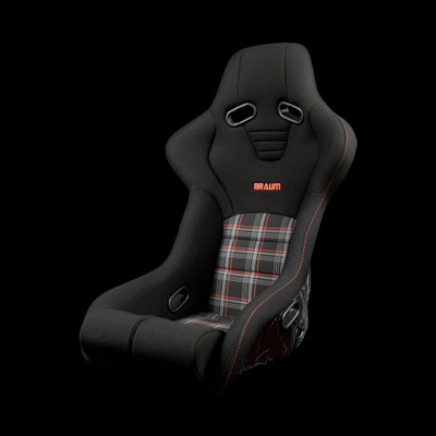 BRAUM FALCON-R Series Fixed Back Bucket FRP Composite Seat Black | Red Plaid - Priced Per Seat