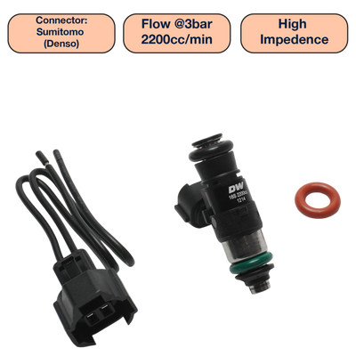 DeatschWerks Universal 2200cc Single Fuel Injector / 34mm Length / 14mm O-Ring Seals - DW2200-34-14-14-1 Photo - Primary