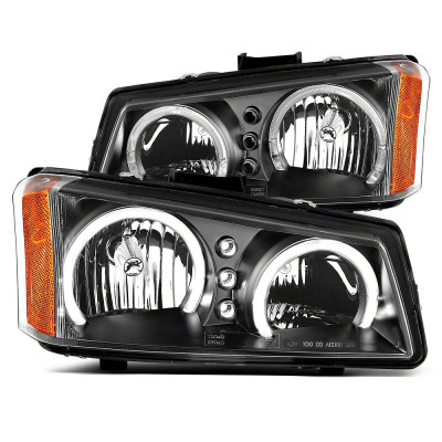 Raxiom 03-06 Chevrolet Silverado 1500 Dual LED Halo Projector Headlights- Black - Clear Lens - S112704 Photo - Primary
