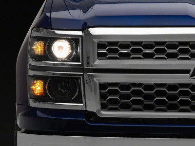 Raxiom 14-15 Chevrolet Silverado 1500 OE Projector Headlights/Chrome Trim- Black- Clear Lens - S169261 Photo - Primary