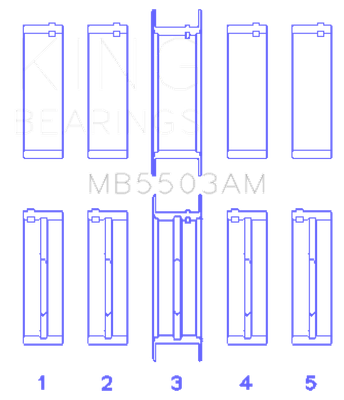 King Engine Bearings Ford V8 351ci 5.8L 16V Crankshaft Main Bearings (Size 030) - Set of 5 - MB5503AM 030 Photo - Primary