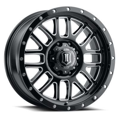 ICON Alpha 20x9 / 6x5.5 / 16mm / 5.625in BS Gloss Black Wheel w/ Milled Windows - 1220909056GBMW Photo - Primary