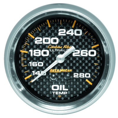 Autometer Carbon Fiber 2-5/8in 140-280 Deg F Mechanical Oil Temp Gauge - 4841 Photo - Primary