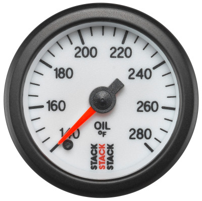Autometer Stack 52mm 140-280 Deg F 1/8in NPTF Male Pro Stepper Motor Oil Temp Gauge - White - ST3360 Photo - Primary